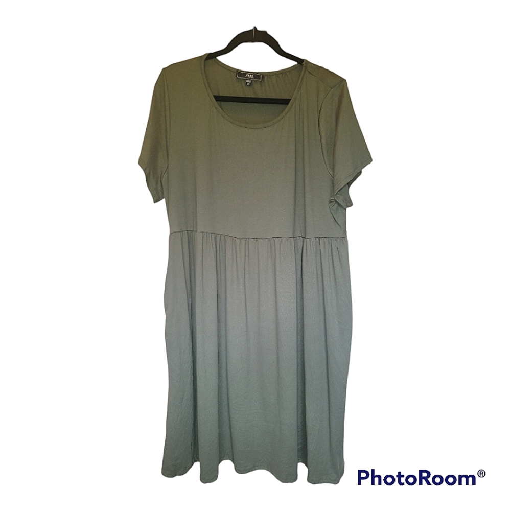 Vibe, Dress, midi, 3X, dark green, pockets